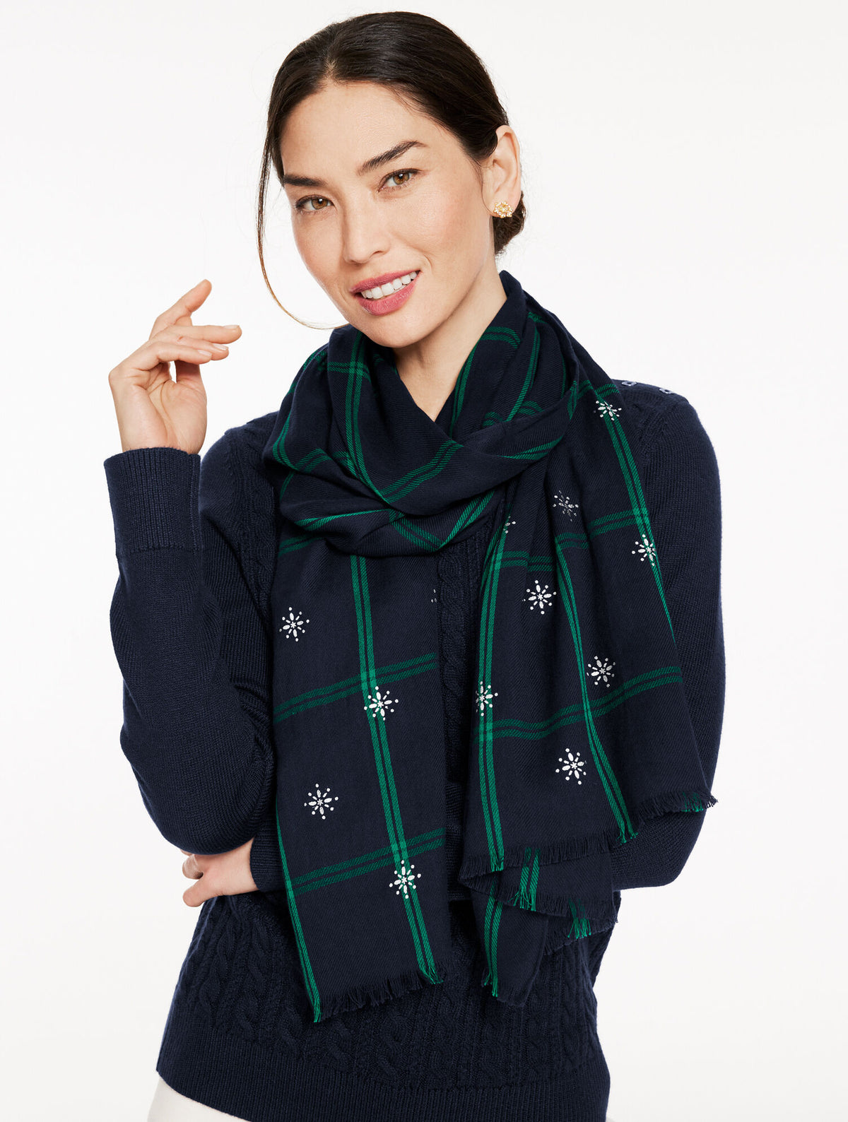 Talbots ENCHANTING BLACK WATCH OBLONG SCARF
