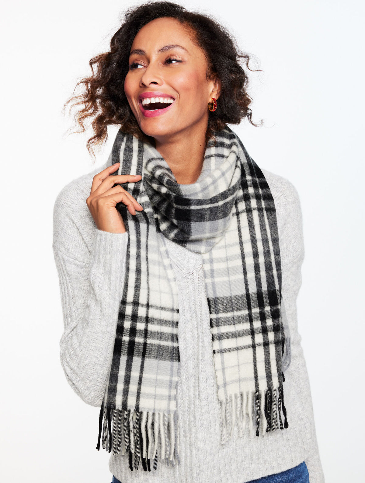 Talbots CASHMERE WATERWEAVE SCARF - SERENE PLAID