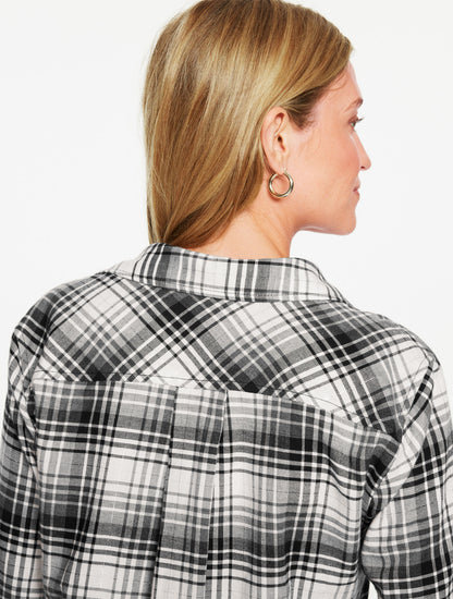 Talbots METALLIC FLANNEL MODERN CLASSIC SHIRT - SERENE PLAID