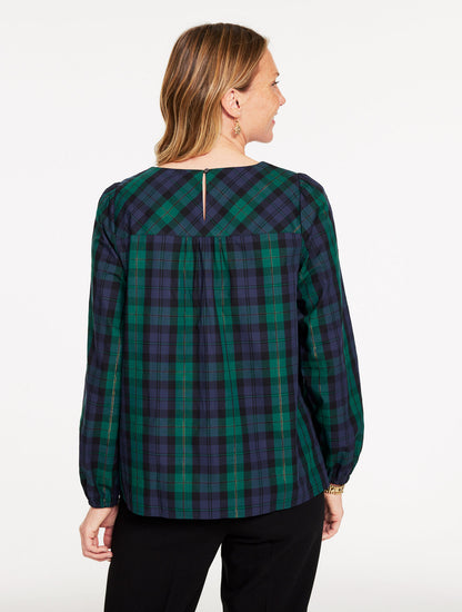 Talbots METALLIC BOW TOP - MERRIMENT TARTAN