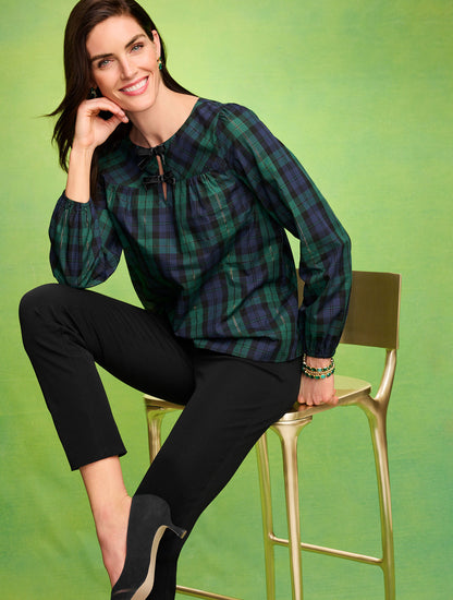 Talbots METALLIC BOW TOP - MERRIMENT TARTAN