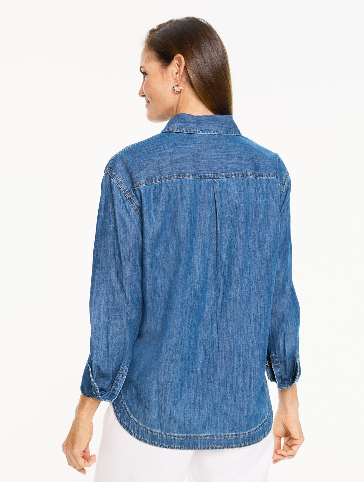 Talbots DENIM BOYFRIEND POPOVER- EDEN BLUE WASH
