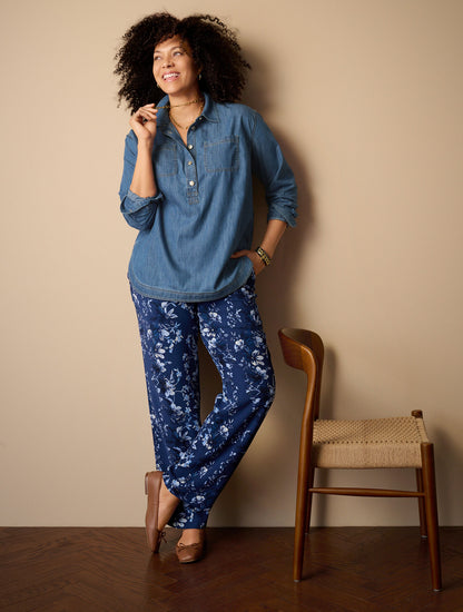 Talbots DENIM BOYFRIEND POPOVER- EDEN BLUE WASH