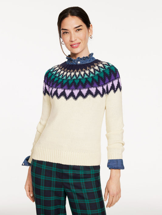 Talbots TEXTURED FAIR ISLE YOKE SWEATER