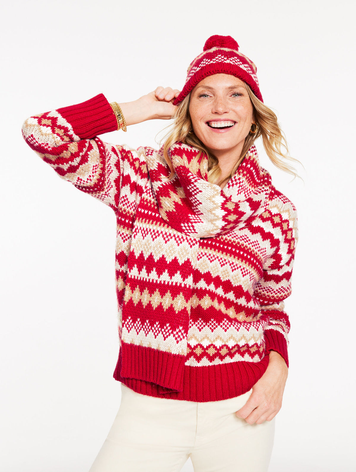 Talbots V-NECK SWEATER - TWILIGHT FAIR ISLE