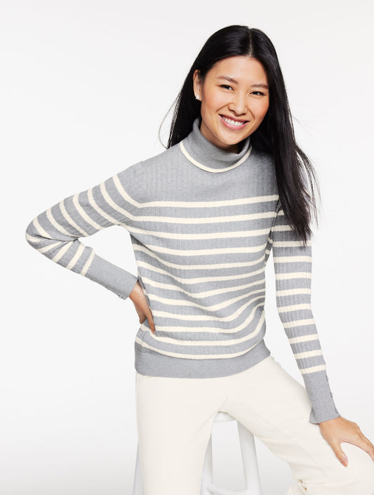 Talbots RIBBED TURTLENECK SWEATER - STRIPE