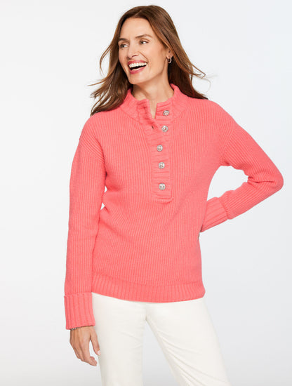 Talbots JEWEL BUTTON HENLEY SWEATER