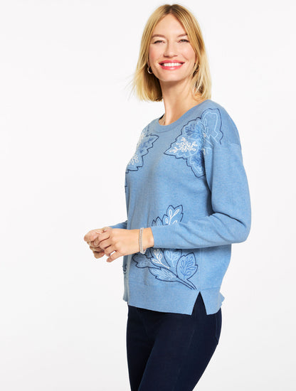 Talbots FLORAL EMBROIDERED SWEATER
