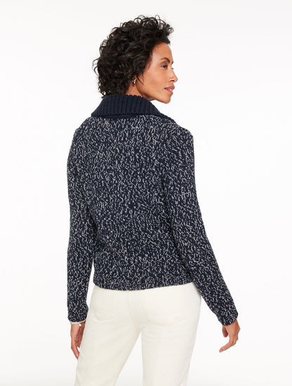 Talbots SWEATER JACKET - MARL STRIPE