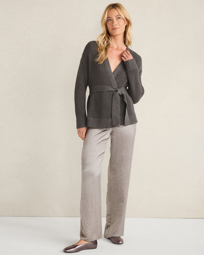 Talbots COTTON BLEND LUREX BELTED CARDIGAN