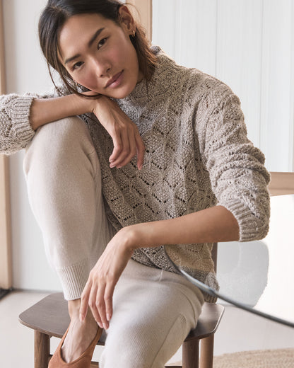 Talbots LUREX BLEND POINTELLE CREWNECK SWEATER