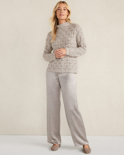 Talbots LUREX BLEND POINTELLE CREWNECK SWEATER