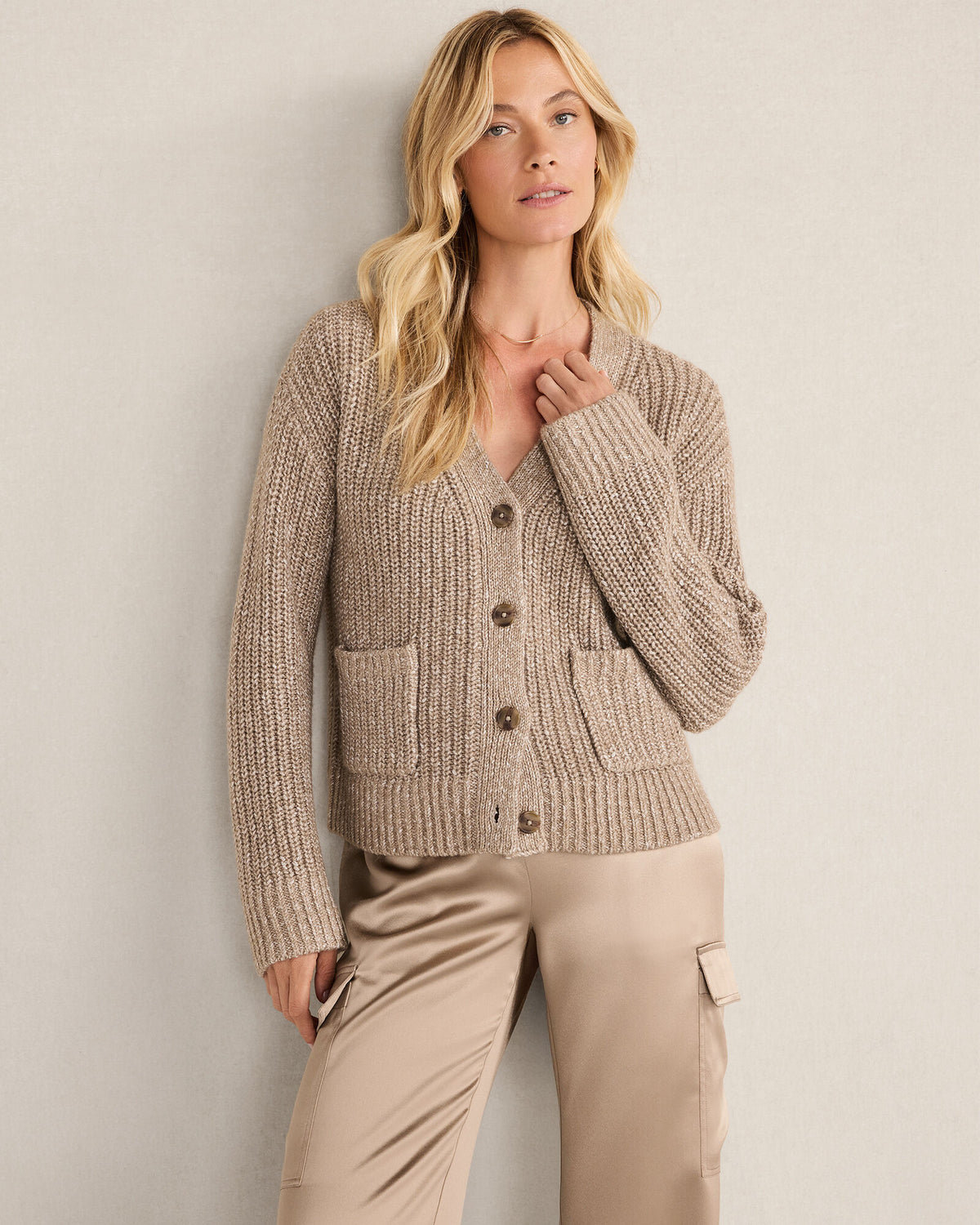 Talbots LUREX BLEND SHAKER STITCH CARDIGAN