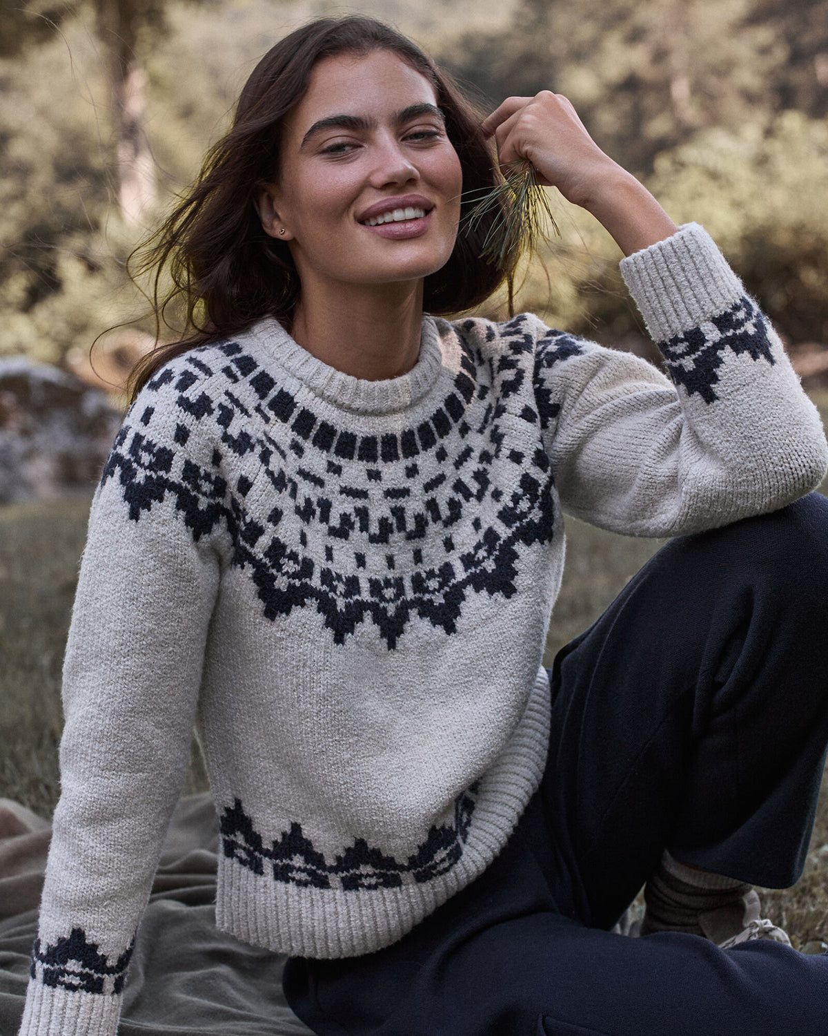 Talbots ORGANIC COTTON BLEND JUNEAU FAIR ISLE CREWNECK SWEATER