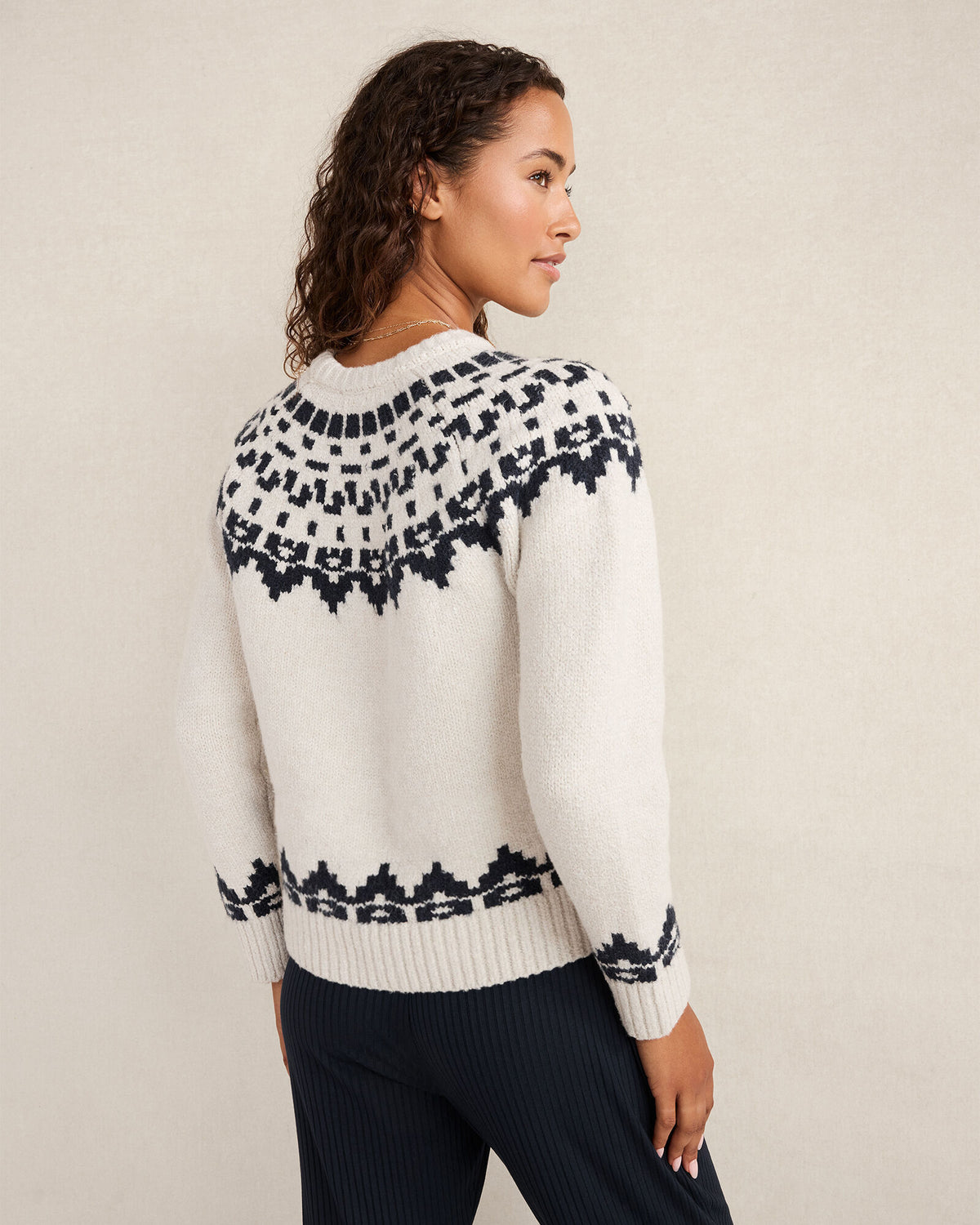 Talbots ORGANIC COTTON BLEND JUNEAU FAIR ISLE CREWNECK SWEATER