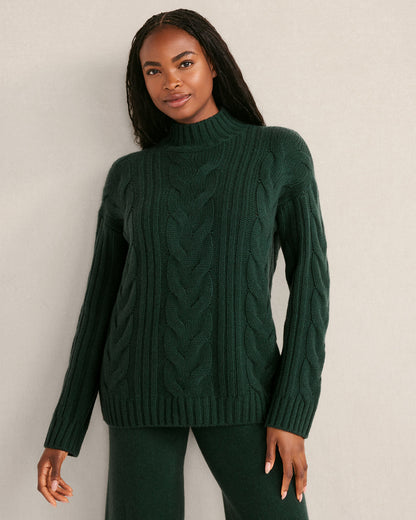 Talbots CASHMERE CABLE MOCKNECK SWEATER