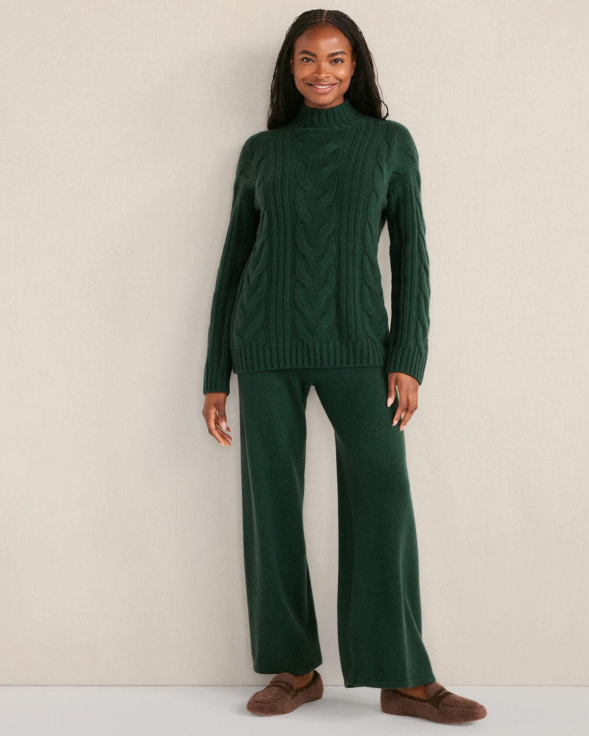 Talbots CASHMERE CABLE MOCKNECK SWEATER