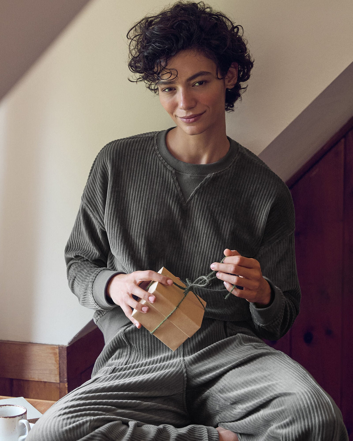 Talbots CORDED VELOUR CREWNECK PULLOVER