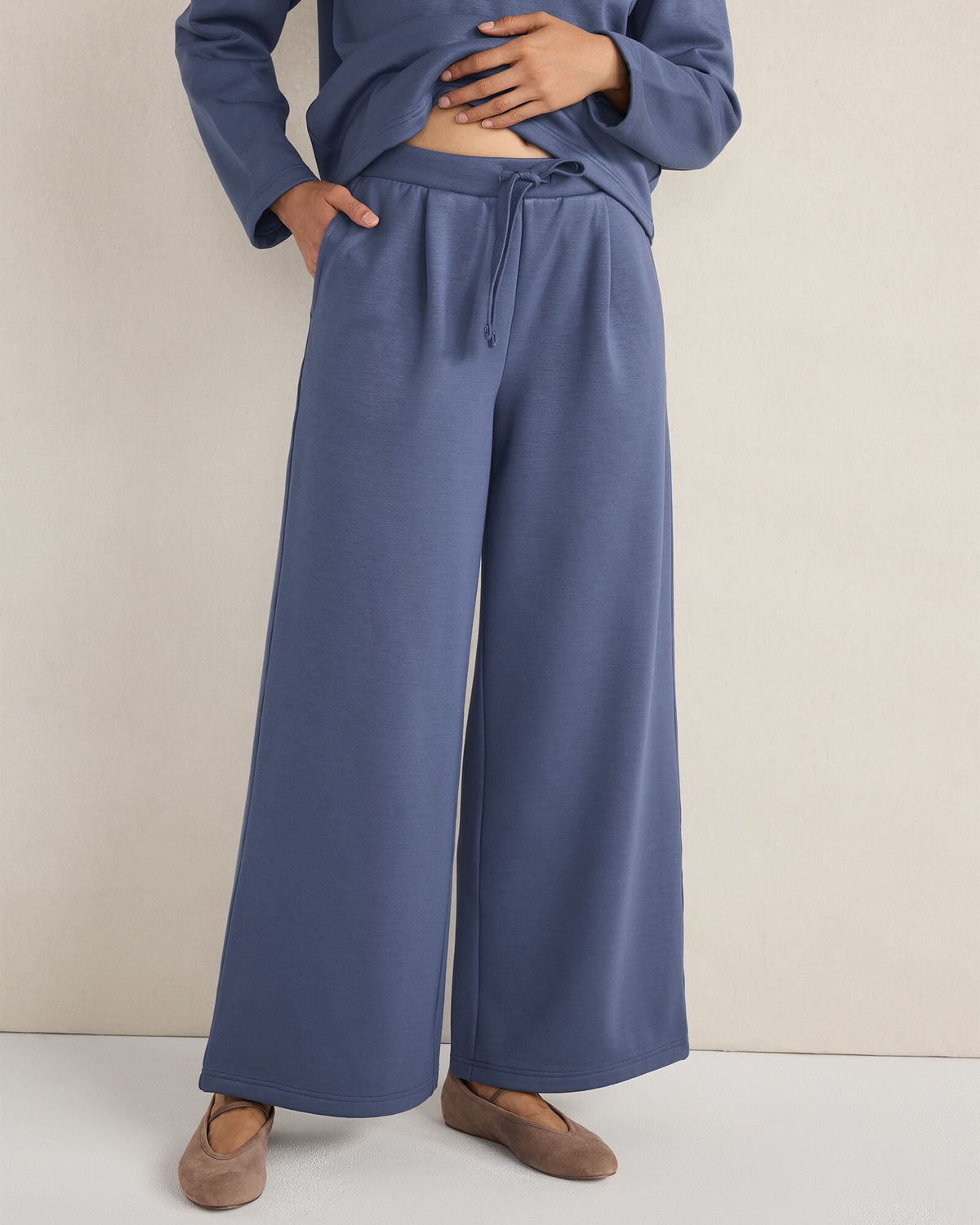 Talbots SOFT-BRUSHED FLEECE WIDE LEG PANTS