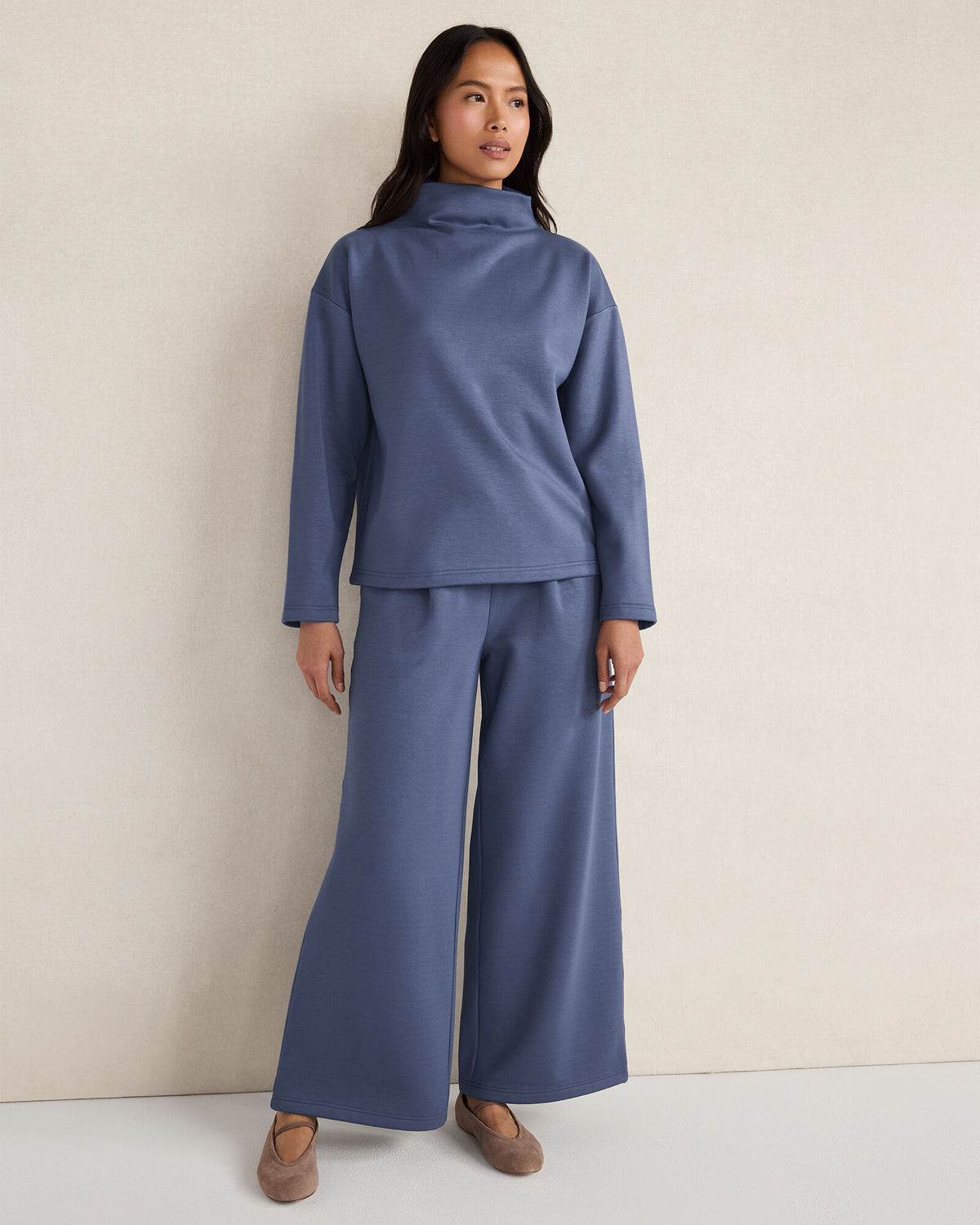 Talbots SOFT-BRUSHED FLEECE WIDE LEG PANTS