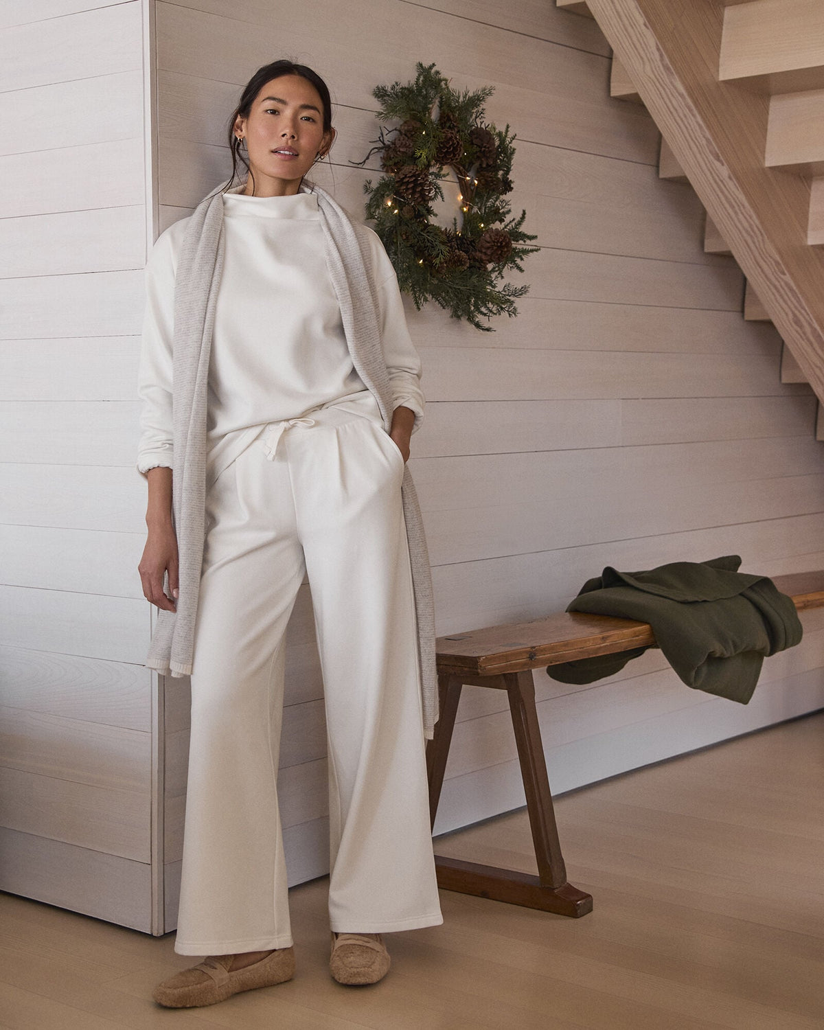 Talbots SOFT-BRUSHED FLEECE WIDE LEG PANTS