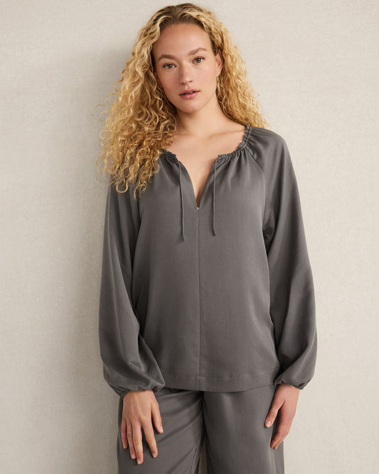 Talbots WASHED SPLIT NECK TOP