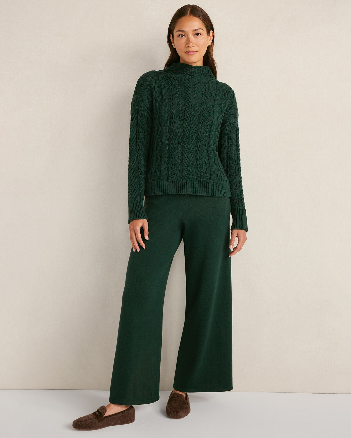 Talbots ORGANIC COTTON CABLE MOCKNECK SWEATER