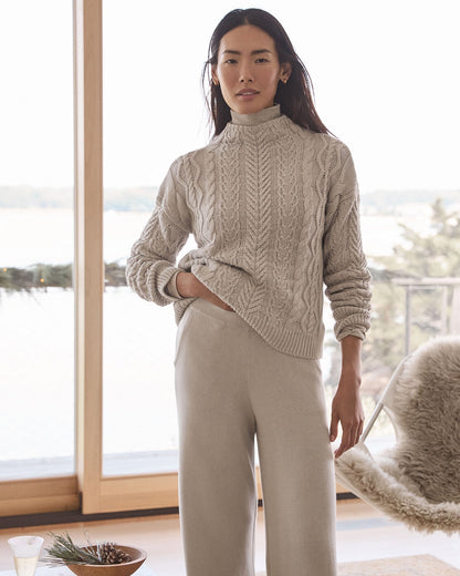 Talbots ORGANIC COTTON CABLE MOCKNECK SWEATER