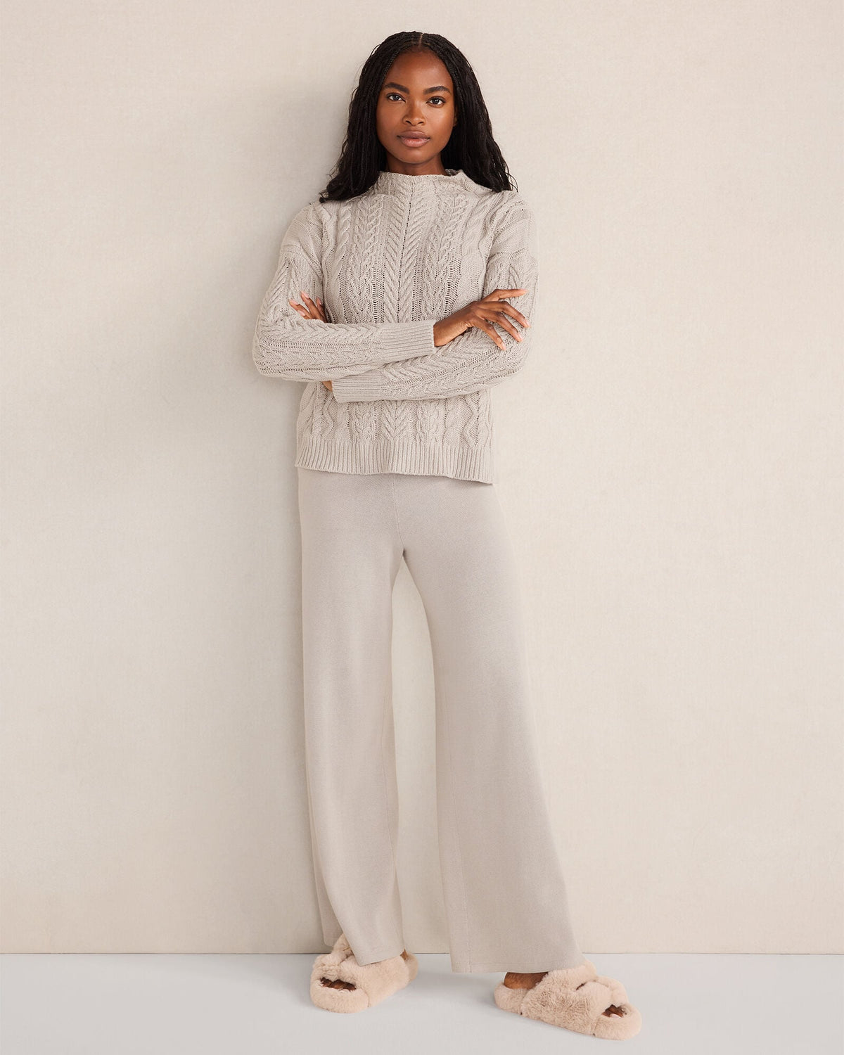 Talbots ORGANIC COTTON CABLE MOCKNECK SWEATER
