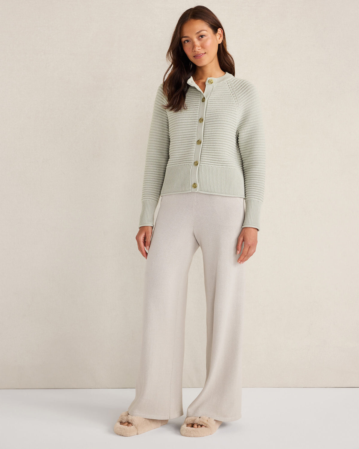 Talbots ORGANIC COTTON HORIZONTAL STITCH CARDIGAN