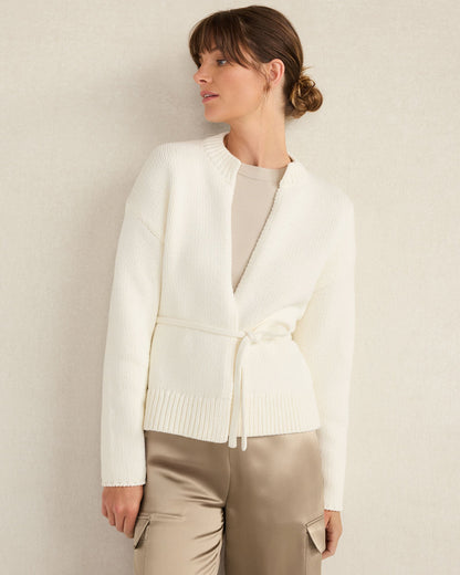 Talbots CHUNKY COTTON BLEND BELTED CARDIGAN