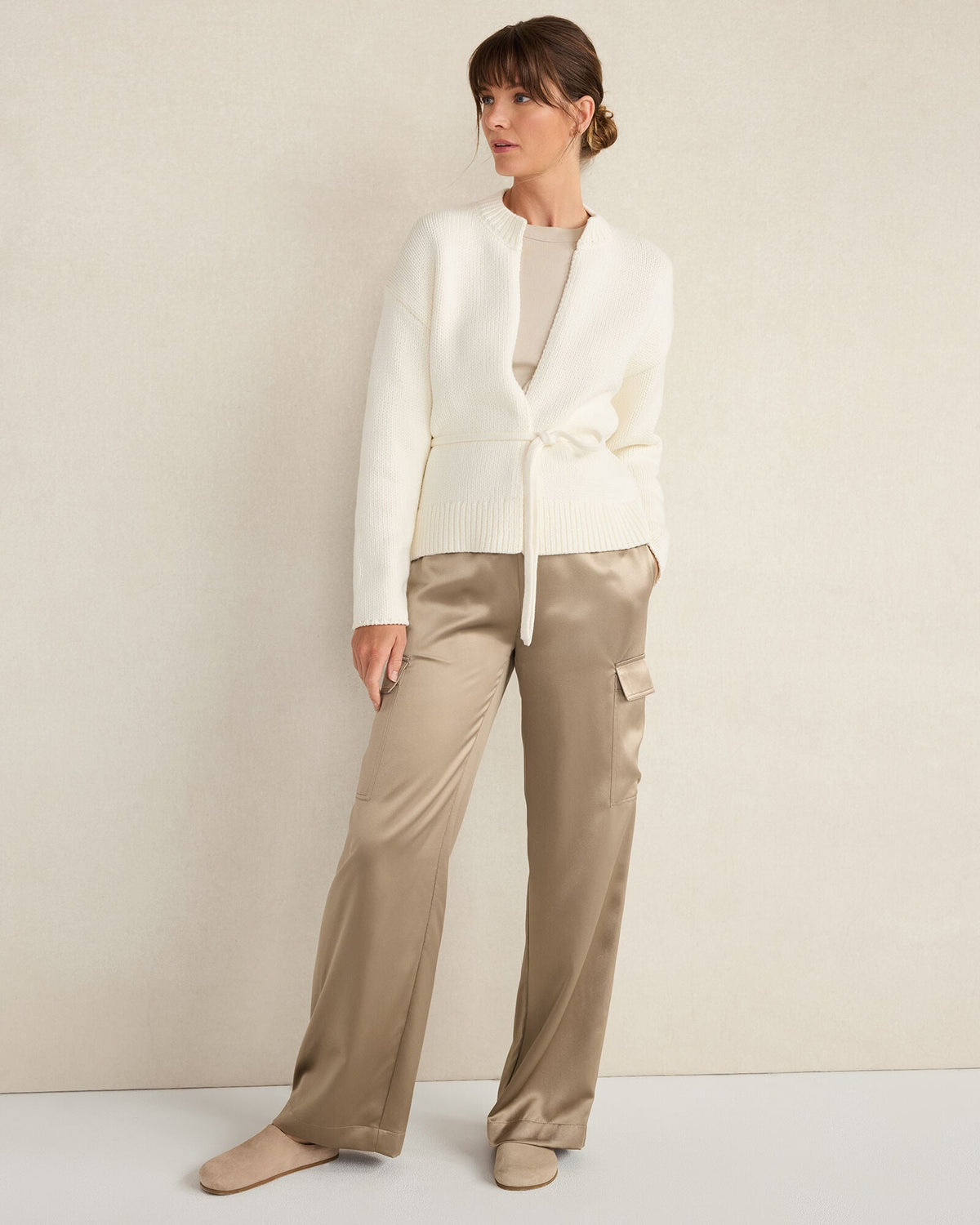 Talbots CHUNKY COTTON BLEND BELTED CARDIGAN