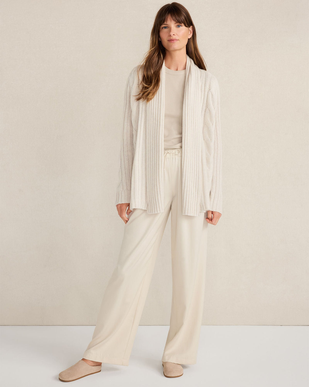Talbots CASHMERE CABLE OPEN FRONT CARDIGAN
