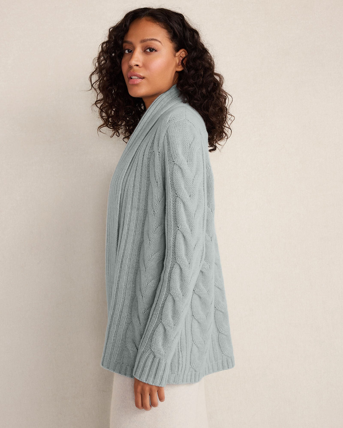 Talbots CASHMERE CABLE OPEN FRONT CARDIGAN