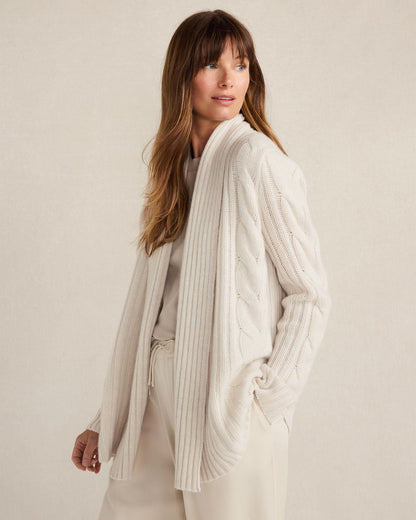 Talbots CASHMERE CABLE OPEN FRONT CARDIGAN