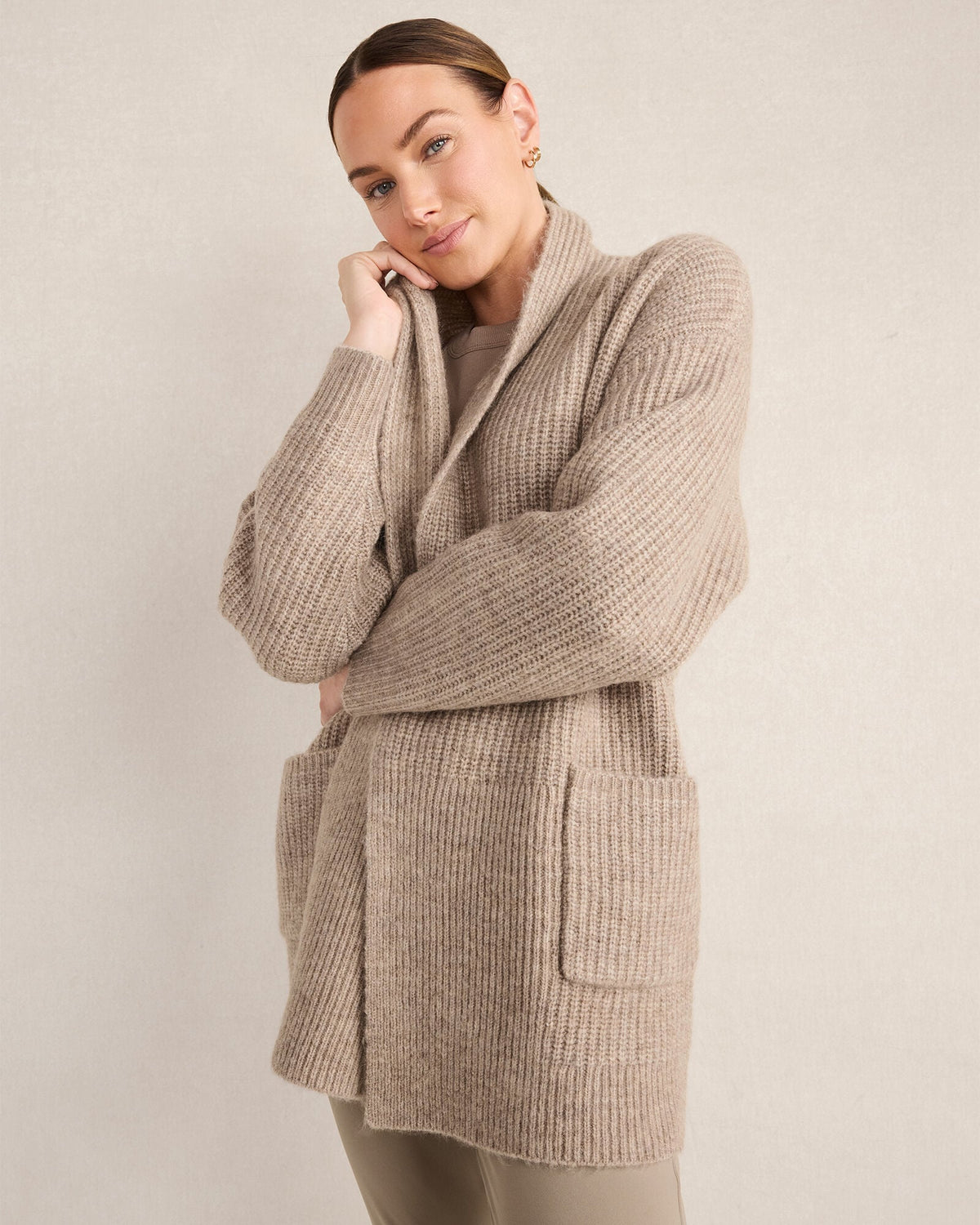 Talbots LOFTY KNIT SHAWL COLLAR CARDIGAN