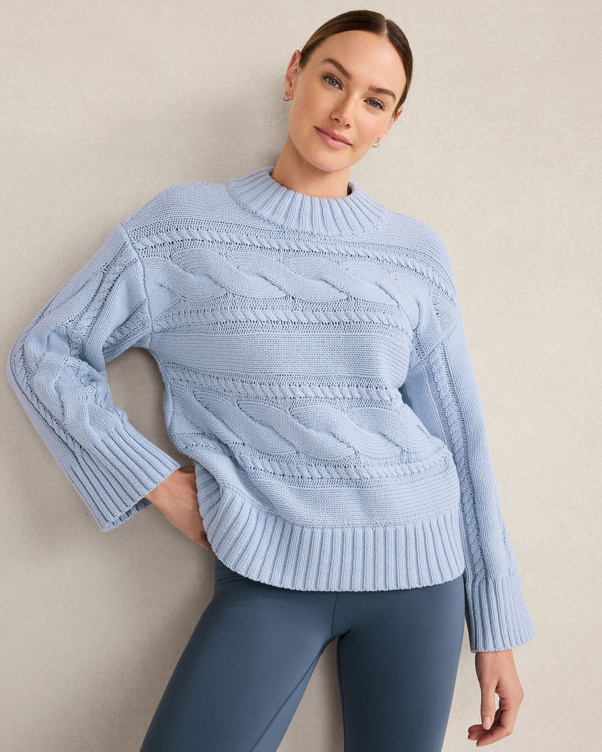 Talbots COTTON BLEND HORIZONTAL CABLE SWEATER