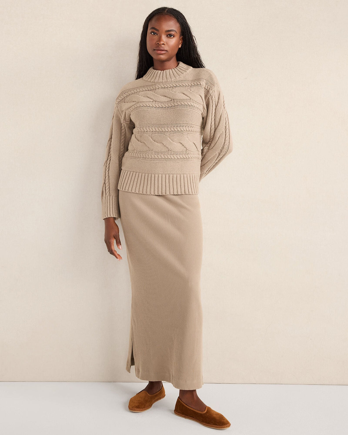 Talbots COTTON BLEND HORIZONTAL CABLE SWEATER