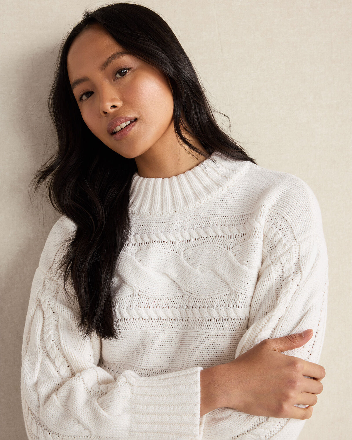 Talbots COTTON BLEND HORIZONTAL CABLE SWEATER