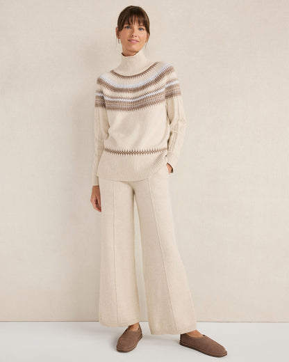 Talbots ORGANIC COTTON BLEND FAIR ISLE CABLE MOCKNECK SWEATER