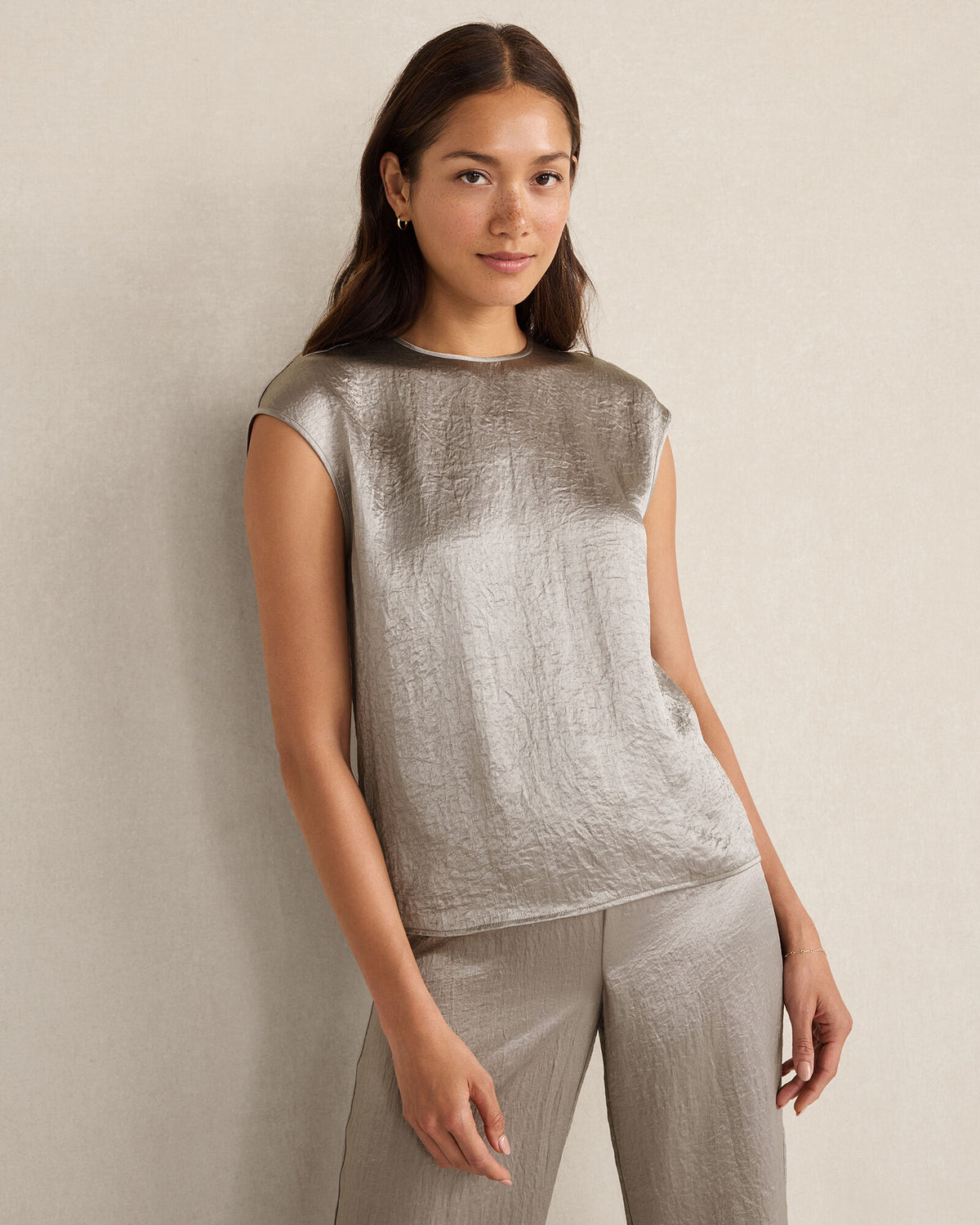 Talbots LUXE CRINKLE SHINE TOP