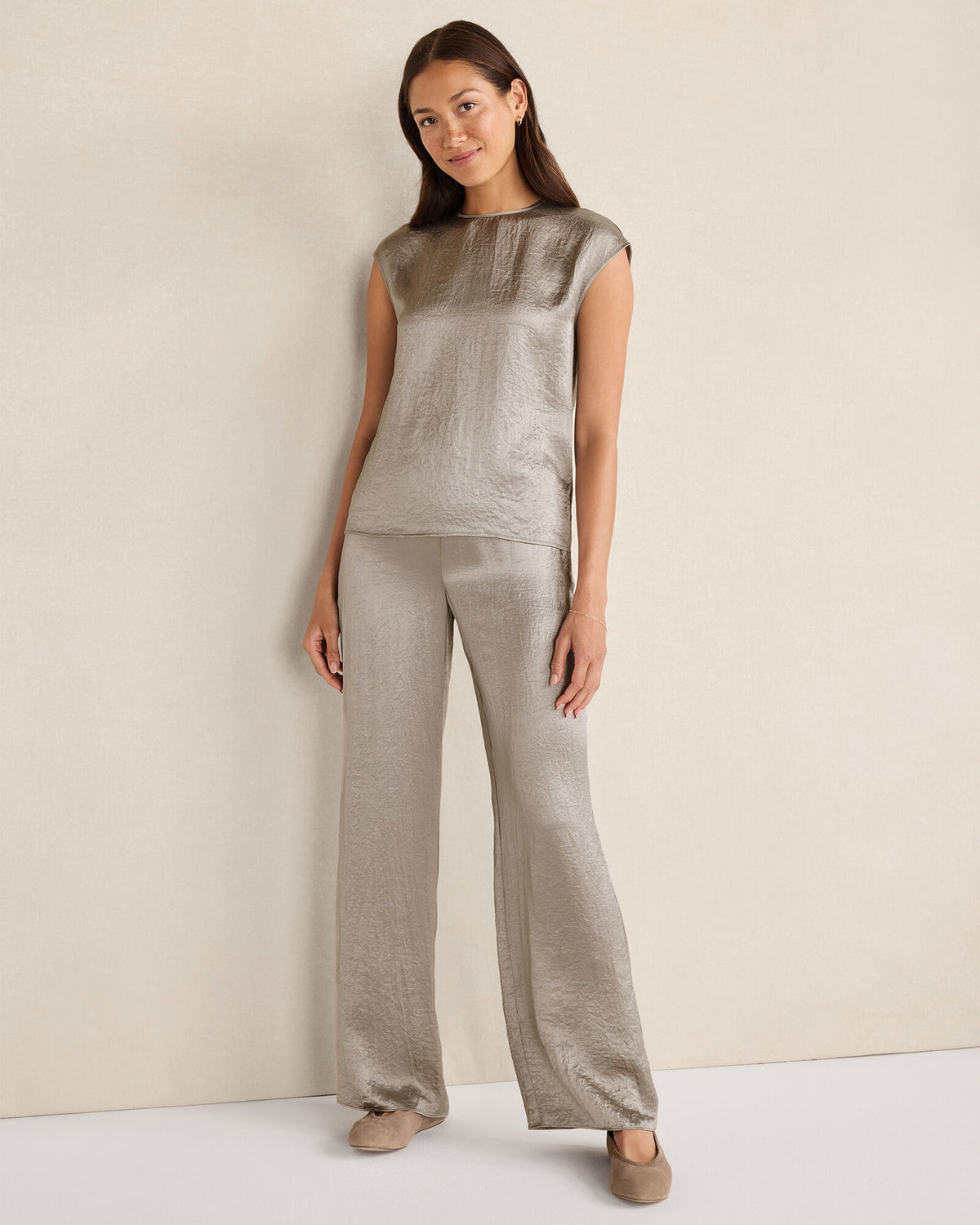 Talbots LUXE CRINKLE SHINE PANTS