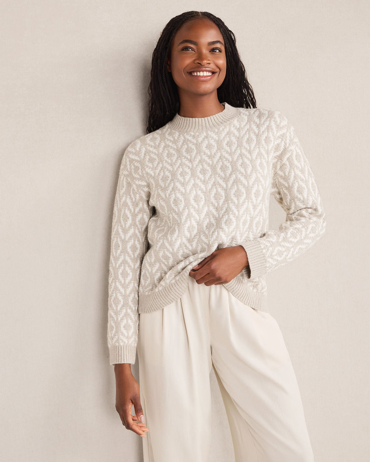 Talbots ORGANIC COTTON BLEND DIAMOND STITCH SWEATER