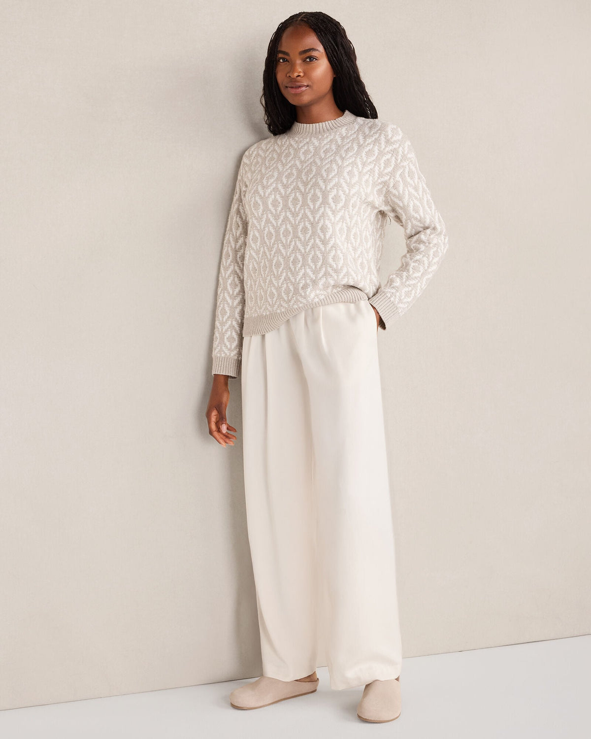 Talbots ORGANIC COTTON BLEND DIAMOND STITCH SWEATER