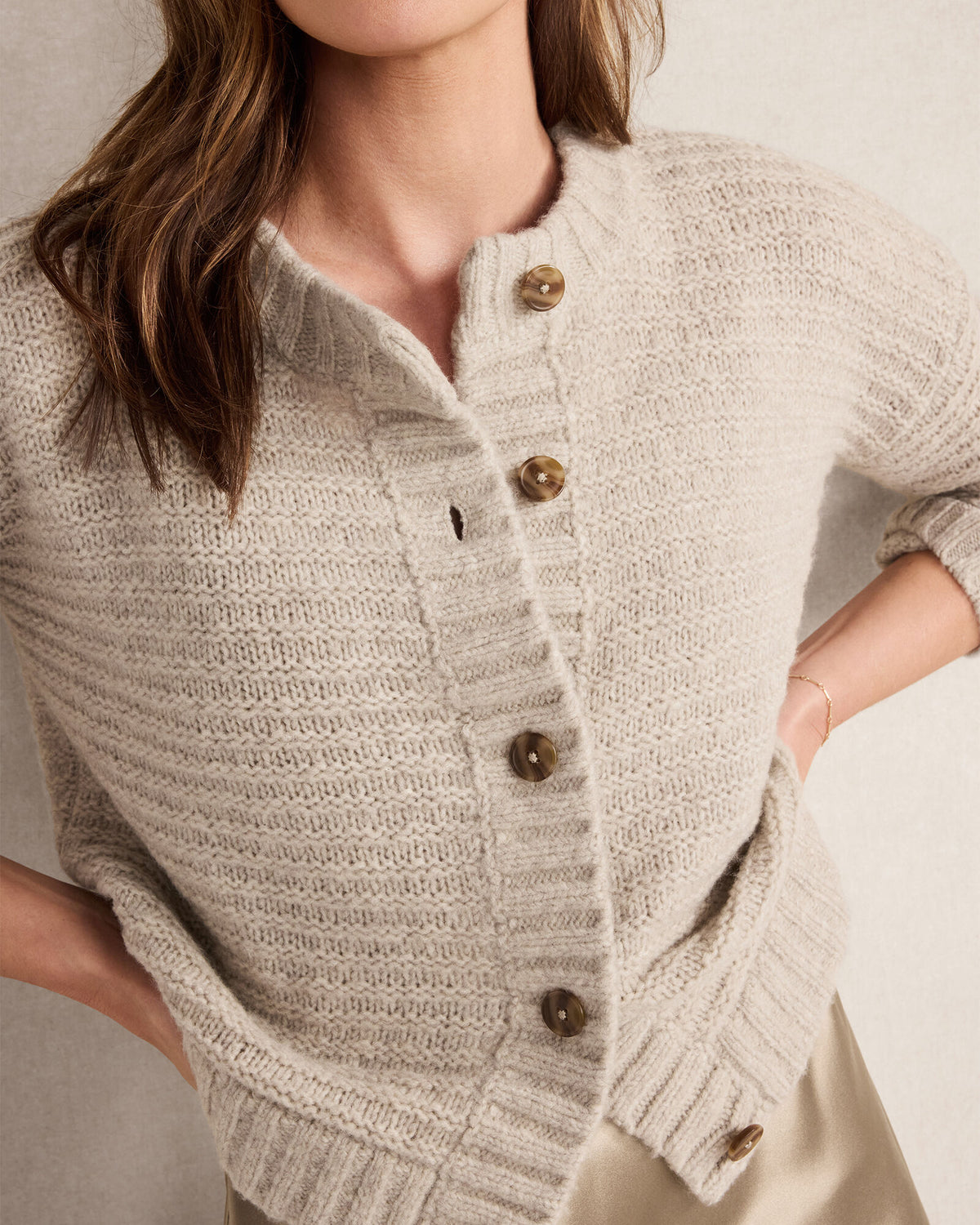 Talbots MERINO WOOL CASHMERE LINK STITCH CARDIGAN