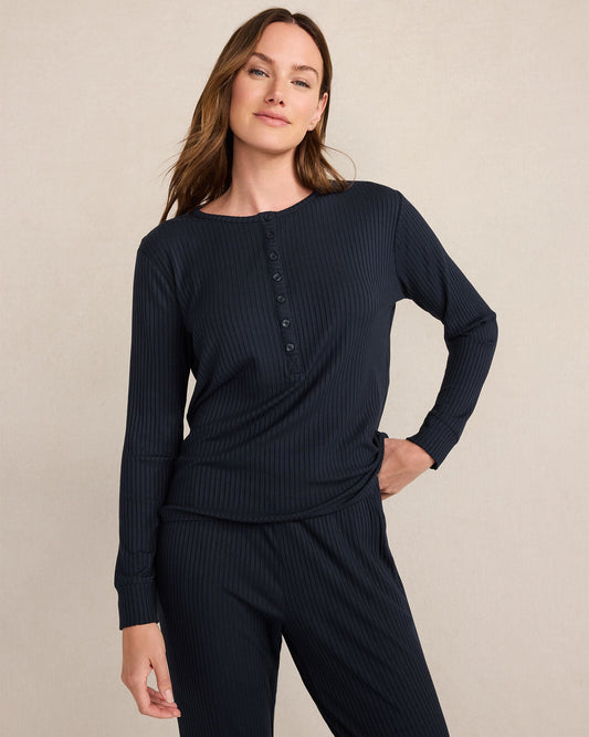 Talbots DRAPEY RIB KNIT HENLEY
