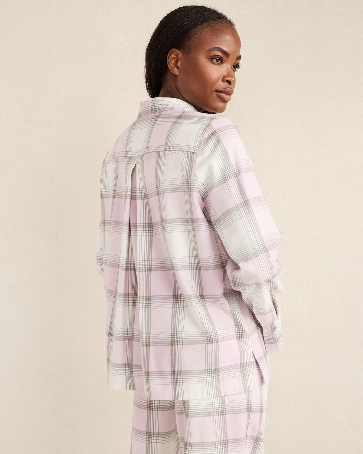 Talbots LIGHTWEIGHT FLANNEL FROSTED PLAID PAJAMA TOP