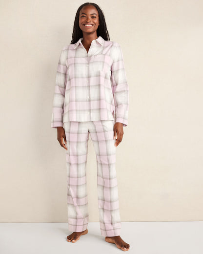 Talbots LIGHTWEIGHT FLANNEL FROSTED PLAID PAJAMA PANTS