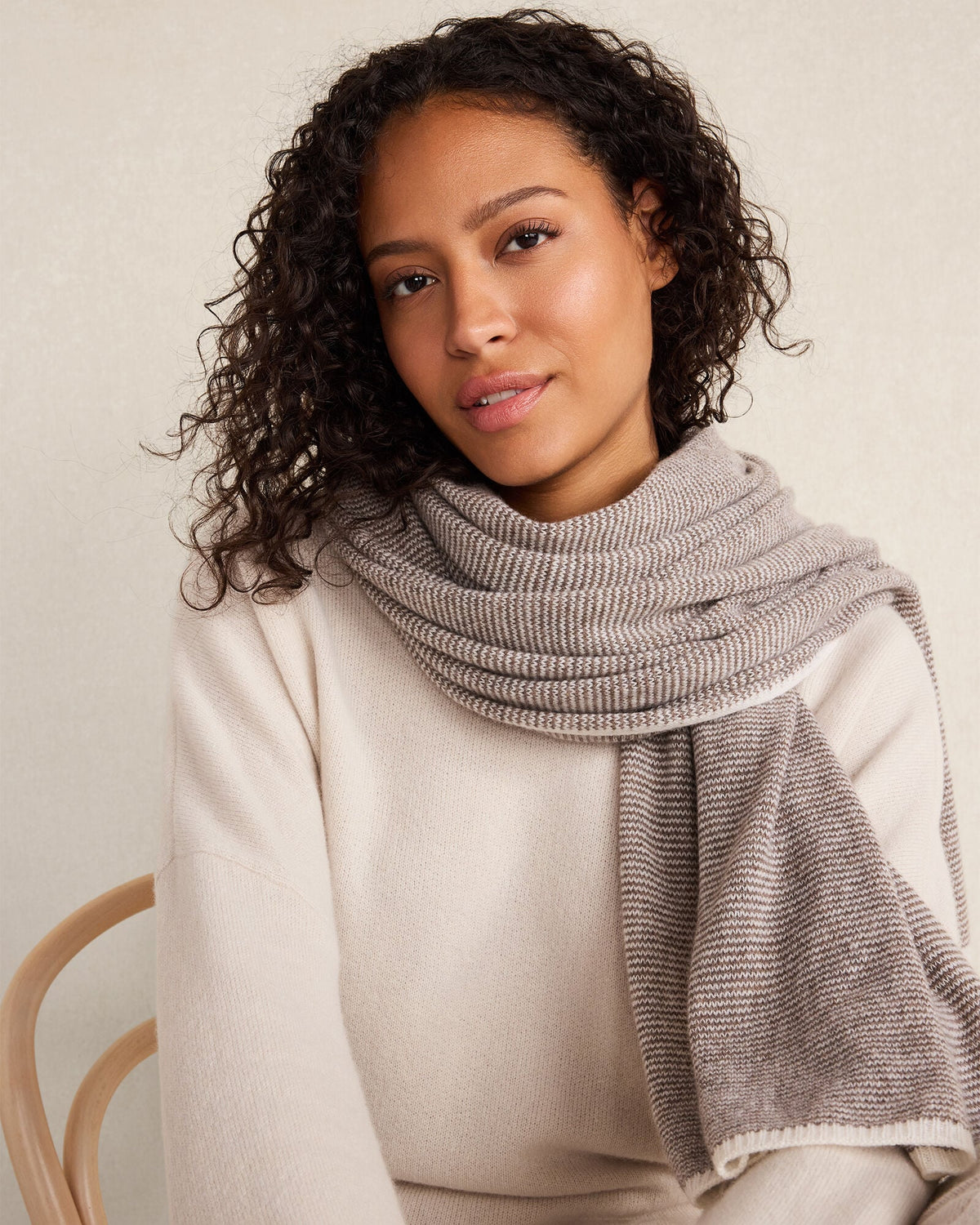 Talbots FEATHERWEIGHT CASHMERE STRIPED SCARF