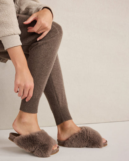 Talbots FAUX FUR CRISS CROSS MOLDED SLIPPERS